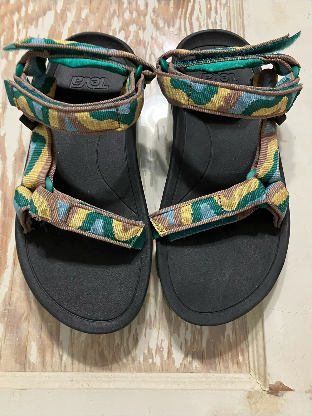 Teva Boys Sandals with Green, Yellow & Brown Camo Straps
